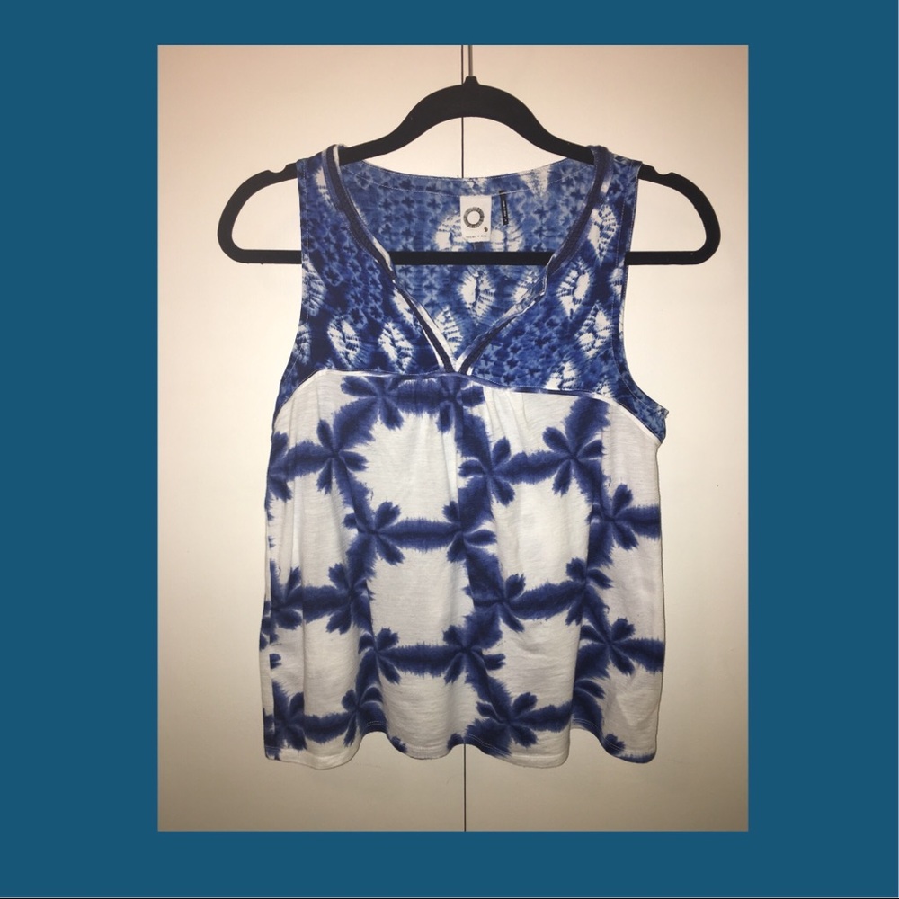 Akemi+Kin BOHO TyeDye Blue & White Tank